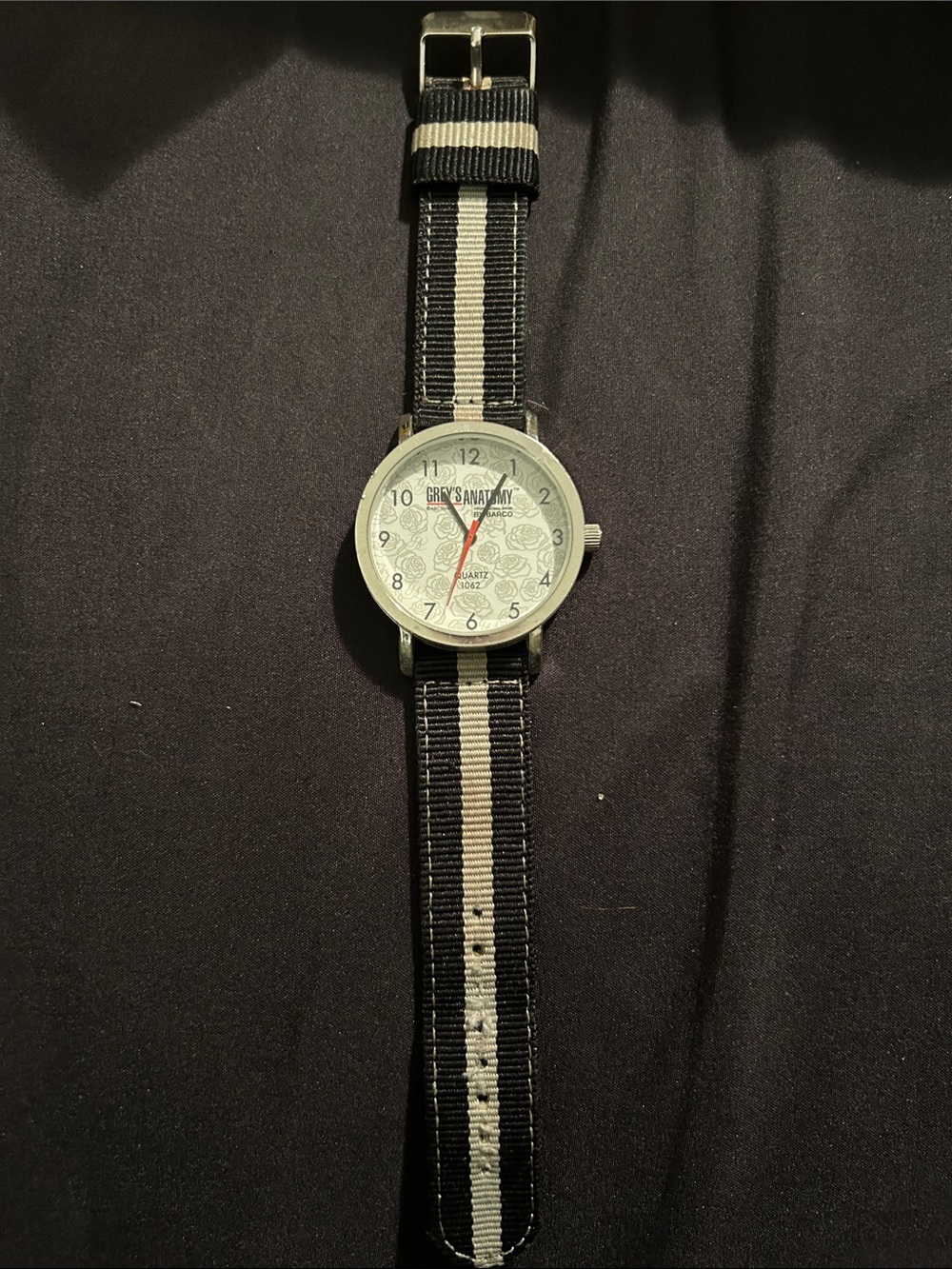 Gray’s Anatomy Black and White Stripe Nylon Strap Watch